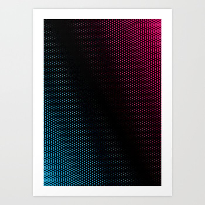 Halftone magenta-blue dot pattern Art Print