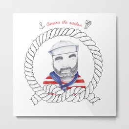 Omero il marinaio Metal Print | Narvalo, Colored Pencil, Rope, Hand, Stripedshirt, Ocean, Stripes, Drawing, Ferryboat, Black And White 