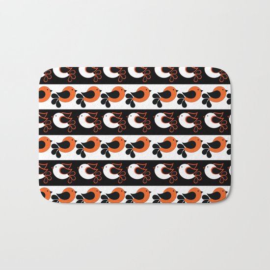 orange and white birds Bath Mat