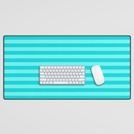 Retro, Beach, Colorful Stripes, Turquoise and Teal Desk Mat