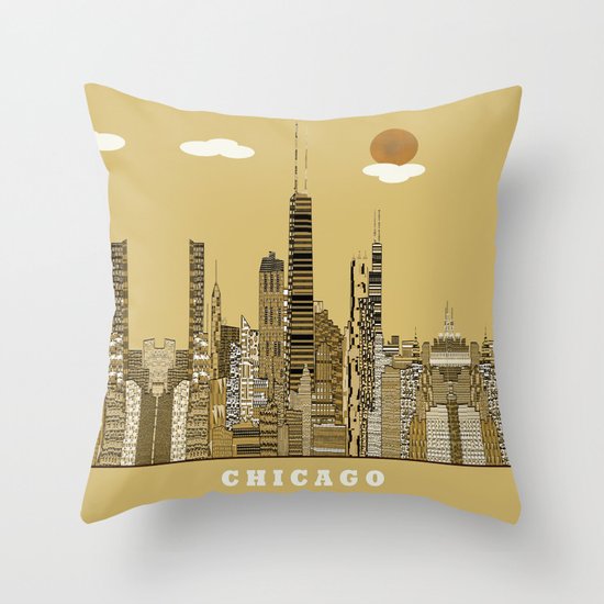 Chicago city (vintage Throw Pillow