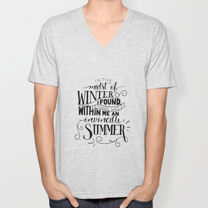 Albert Camus In The Midst Of Winter Unisex V Neck By Amberkrogel Society6