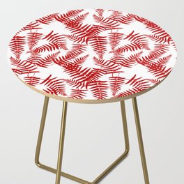 Red Silhouette Fern Leaves Pattern Side Table