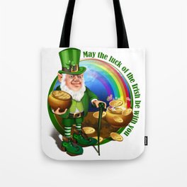 Cute Awesome Leprechaun Pot of Gold-May the luck of the Irish be with you St.Patrick Day Gift Shirt Tote Bag