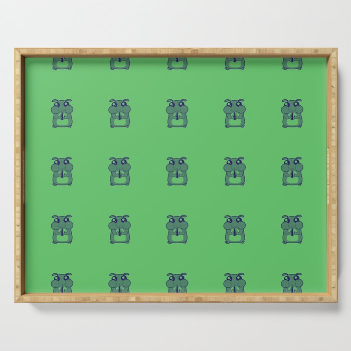 Cute Duotone Hamster Pattern Illustration Serving Tray