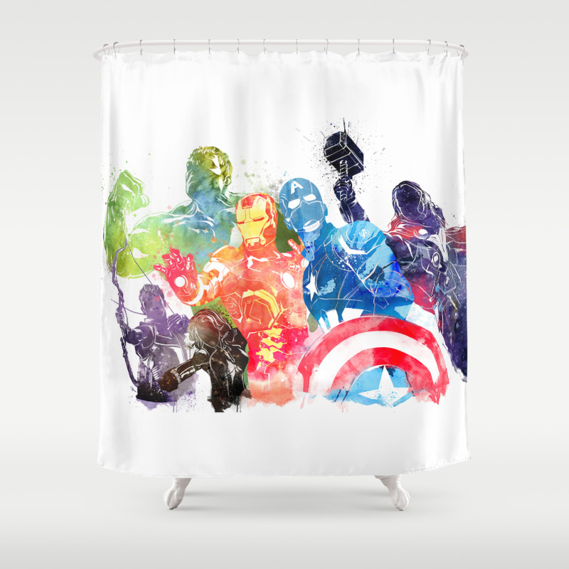 Iconic Comic Book Super Heroes Ft Iron, Marvel Heroes Shower Curtain