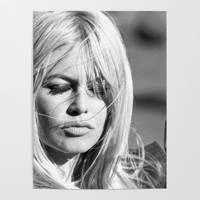 Brigitte Bardot with Cigarette Retro Vintage Art Poster