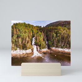 Waterfall in the nature in Tadoussac, Quebec Mini Art Print