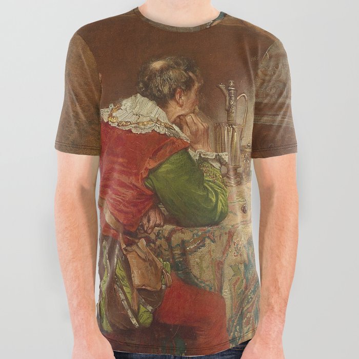 Merry Dinner Party with Court Jester -  Edgar Bundy 1890 All Over Graphic Tee