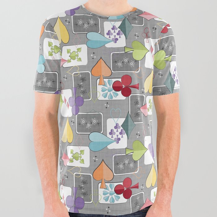 Atomic Age Playing Cards All Over Graphic Tee