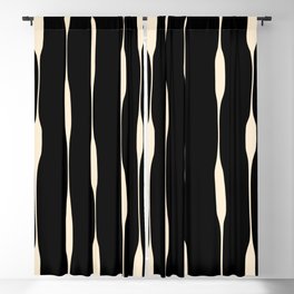 Threaded Stripes Painted Pattern in Black and Cream Blackout Curtain