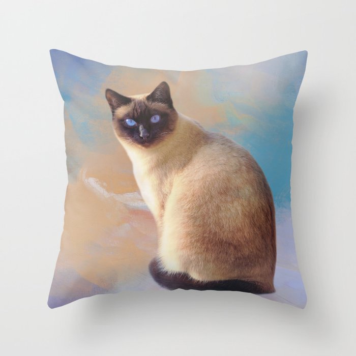 Seal Point Siamese Cat Throw Pillow by Elisabeth Lucas Society6