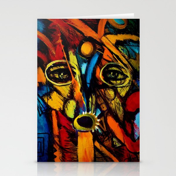 Indigenous Inca Tribesmen in full headdress portrait painting by Ortega Maila Stationery Cards