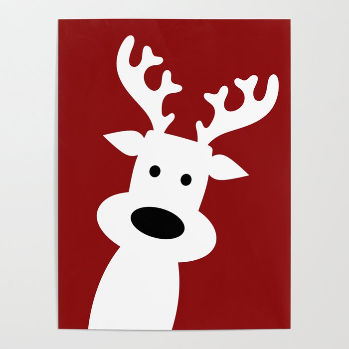 Reindeer on red background Poster
