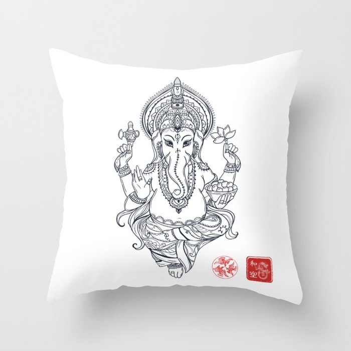 Ganesha - Obstacle Remover Throw Pillow