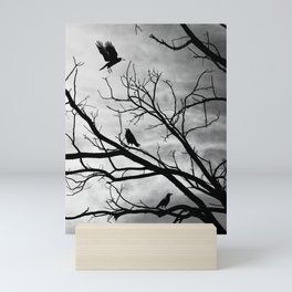 Crows on a Tree Silhouette Mini Art Print