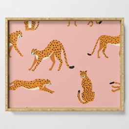 Cheetahs pattern on pink Serving Tray