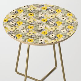 Yellow Boho Style Tropical Florals  Side Table