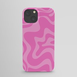 Retro Liquid Swirl Abstract Pattern in Double Y2K Pink iPhone Case