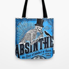 Vintage 1871 Absinthe Blue Liquor Skeleton Elixir Aperitif Cocktail Alcohol Advertisement Poster Tote Bag