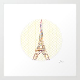 Eiffel Tower Art Print | Paris, Graphicdesign, Digital, Building, Romantic, Streetstyle, Eiffeltower, France, Europe, Colorful 