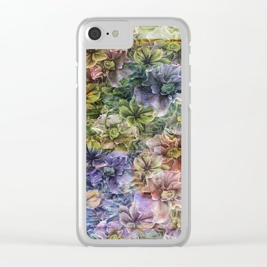 Floral painterly pattern Clear iPhone Case