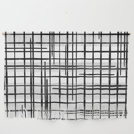 Black and White Abstract Grid Pattern Wall Hanging