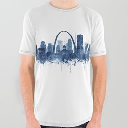 Saint Louis Skyline Watercolor Blue, Art Print By Synplus All Over Graphic Tee