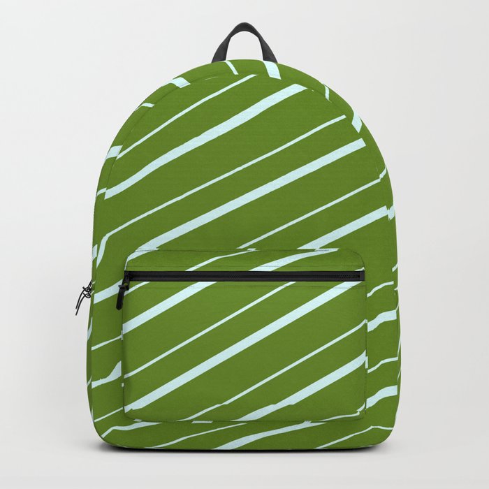Green & Light Cyan Colored Stripes/Lines Pattern Backpack