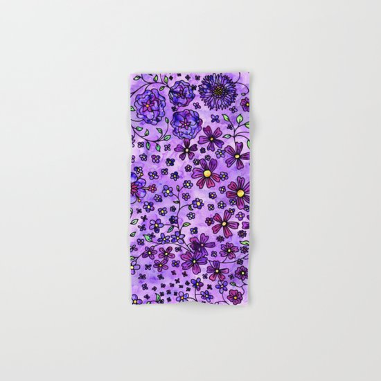 Purple Small Flowers Hand & Bath Towel