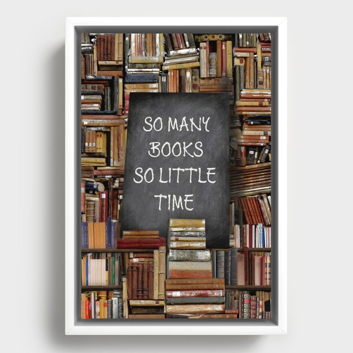 So Many Books So Little Time Framed Canvas