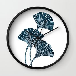 Abstract Watercolor Ginkgo Leaves  Wall Clock