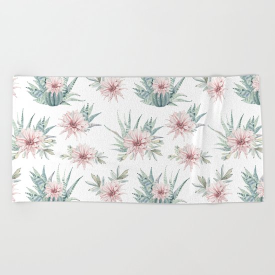 Cactus Rose Succulent Garden Beach Towel