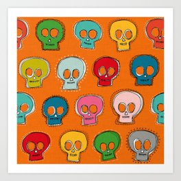 sew skully orange Art Print