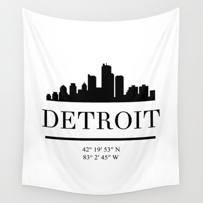 Detroit Michigan Black Silhouette Skyline Art Wall Tapestry By Deificusart Society6