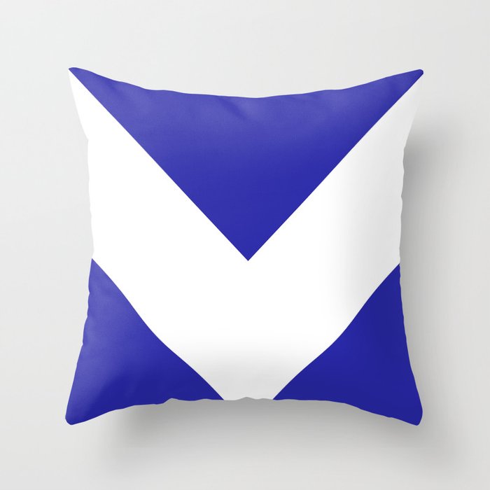 Chevron (White & Navy Blue) Throw Pillow