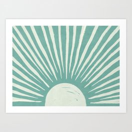 Teal Sunrise – Minimal Sun Art Print