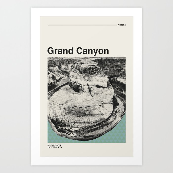 Retro Travel Poster Grand Canyon National Park Art Print