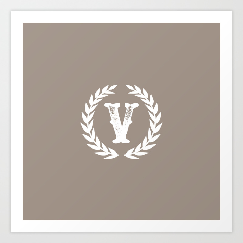 Beige Monogram Letter V Art Print By Jsdavies Society6