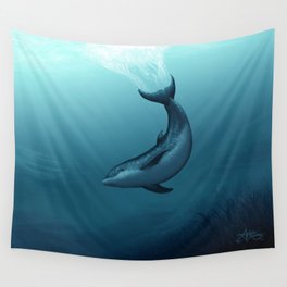 "Siren of the Blue Lagoon" by Amber Marine ~ Dolphin Art, Digital Painting, (Copyright 2015) Wall Tapestry