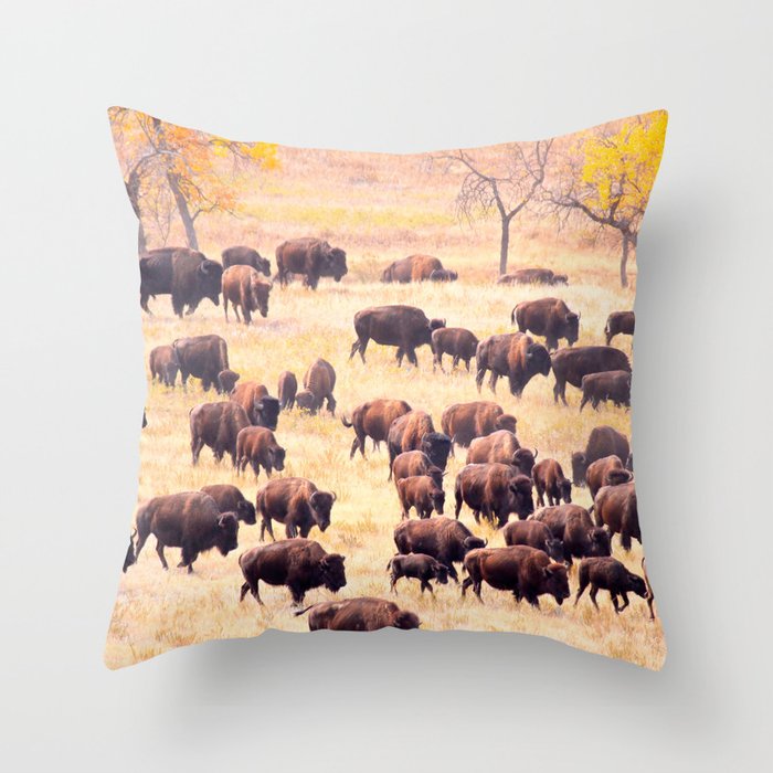 Buffalo Roundup at Custer State Park Throw Pillow