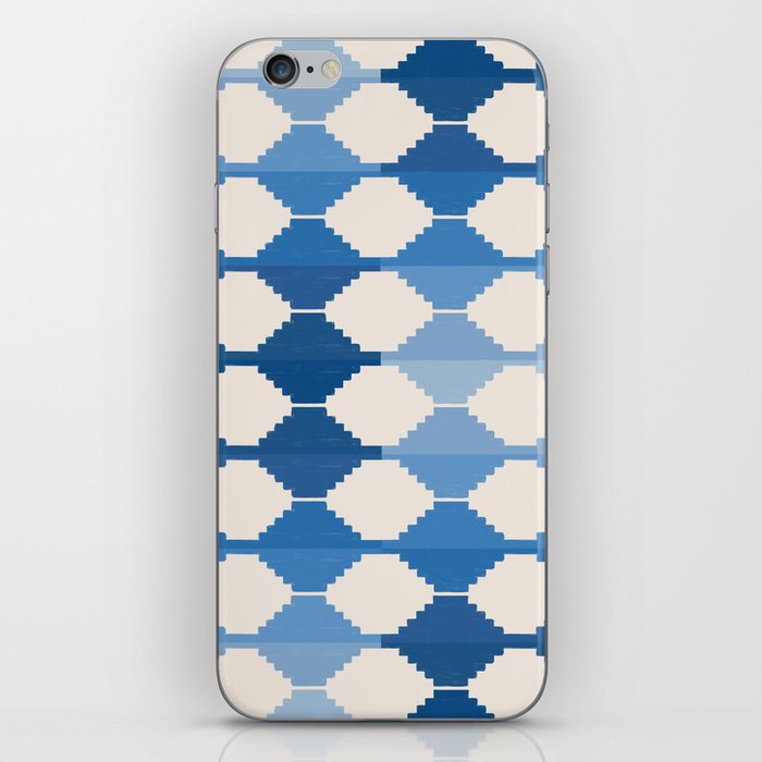 Blue Ombre Mosaic Kilim Pattern iPhone Skin