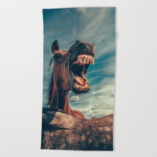 Horse smile Beach Towel
