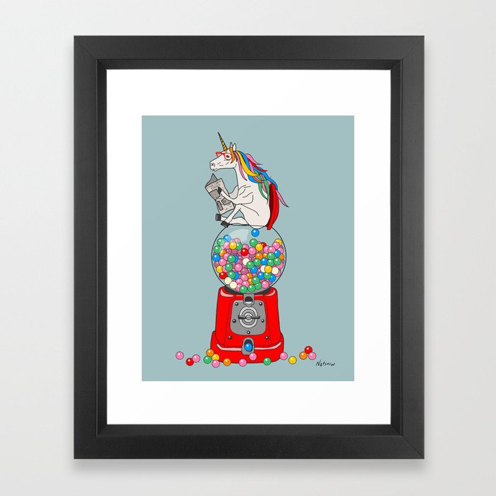 Unicorn Gumball Poop Framed Art Print