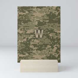 Personalized W Letter on Green Military Camouflage Army Design, Veterans Day Gift / Valentine Gift / Military Anniversary Gift / Army Birthday Gift  Mini Art Print