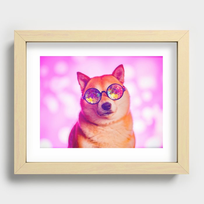 Doge with Crystal Glasses Recessed Framed Print