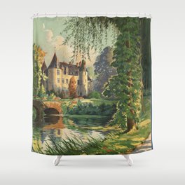 Vintage French Chateau Shower Curtain