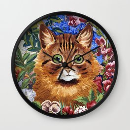 Louis Wain Cats - Cat In the Garden Wall Clock