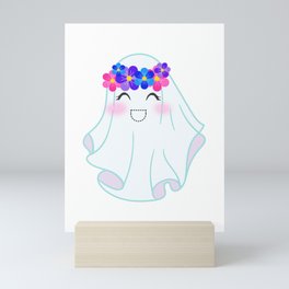 Flower crown ghost Mini Art Print