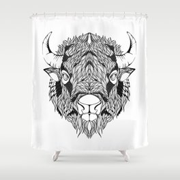 BISON head. psychedelic / zentangle style Shower Curtain